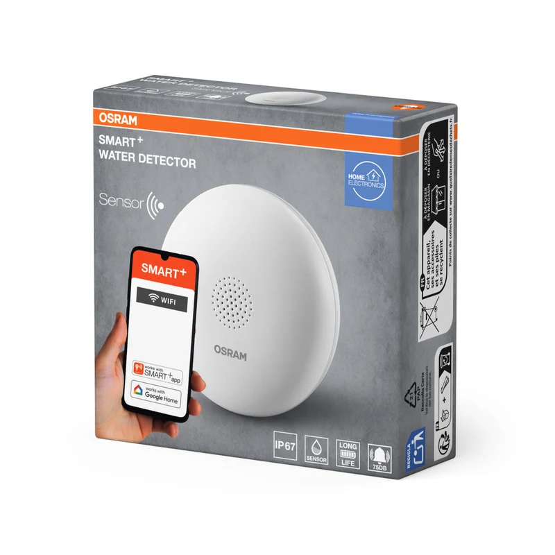 OSRAM Wifi SMART+ smarter Wasser-Detektor, Wasserlecksensor, Weiß