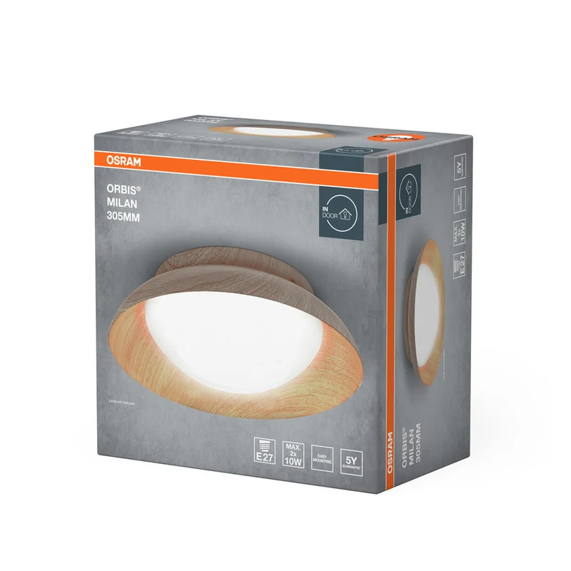 OSRAM ORBIS MILAN Deckenleuchte 305mm, holzfarben, 2xE27