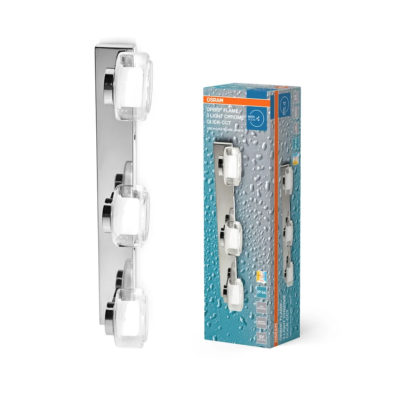 OSRAM ORBIS Flame Badezimmer Wandleuchte 16.5W Click CCT IP44 Chrome