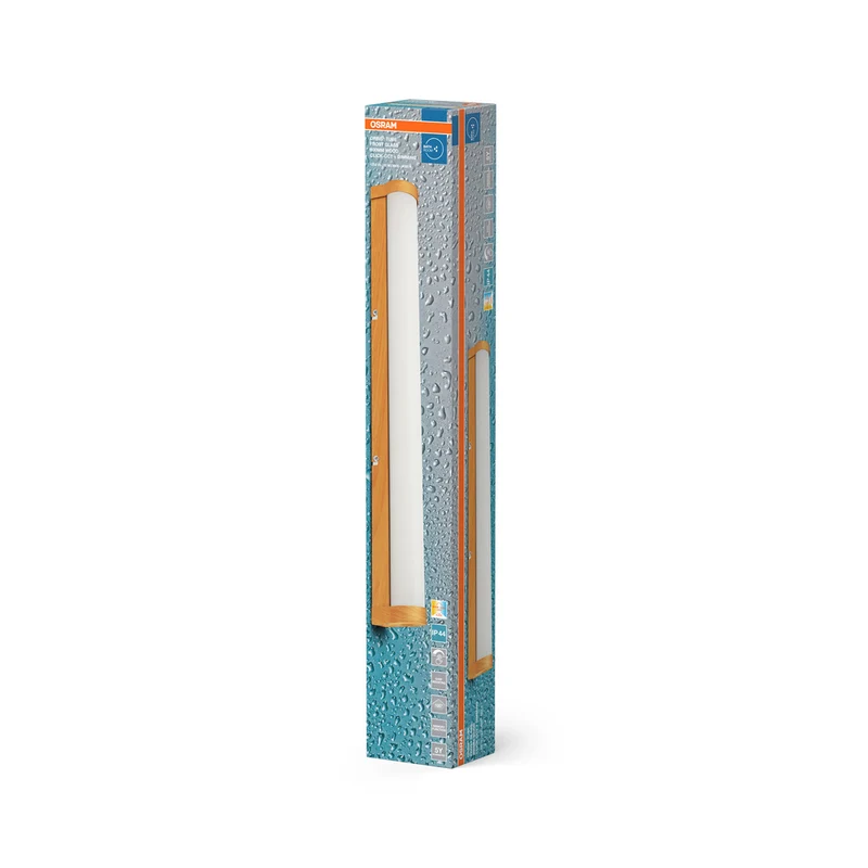 OSRAM ORBIS Tube Badezimmer Spiegel-/Wandleuchte Frost-Glas 12W 60cm Holzdekor