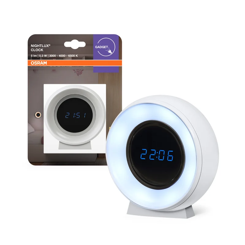 OSRAM NIGHTLUX Digitale Uhr & Nachtlicht, weiß, 0,3W, 5lm