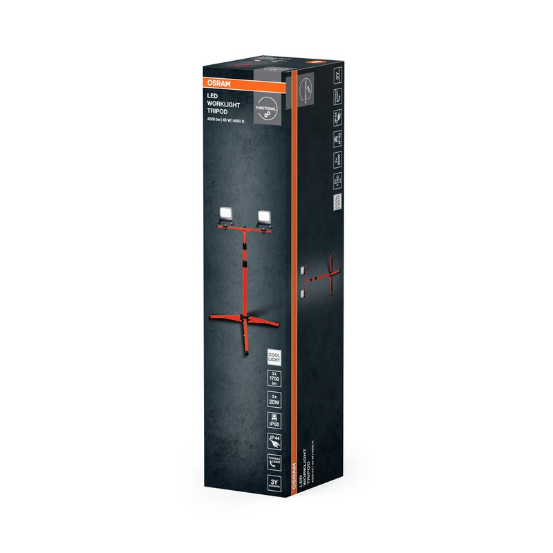 OSRAM LED Arbeitslicht für Außenanwendungen, Tripod-Ständer, LED Worklight, 2 x 20 Watt