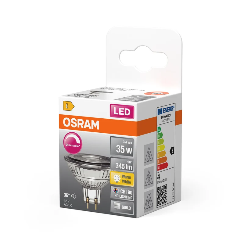 OSRAM Superstar Reflektorlampe für GU5.3-Sockel, klares Glas ,Warmweiß (2700K), 345 Lumen, Ersatz für herkömmliche 35W-Leuchtmittel, dimmbar, 1-er Pack