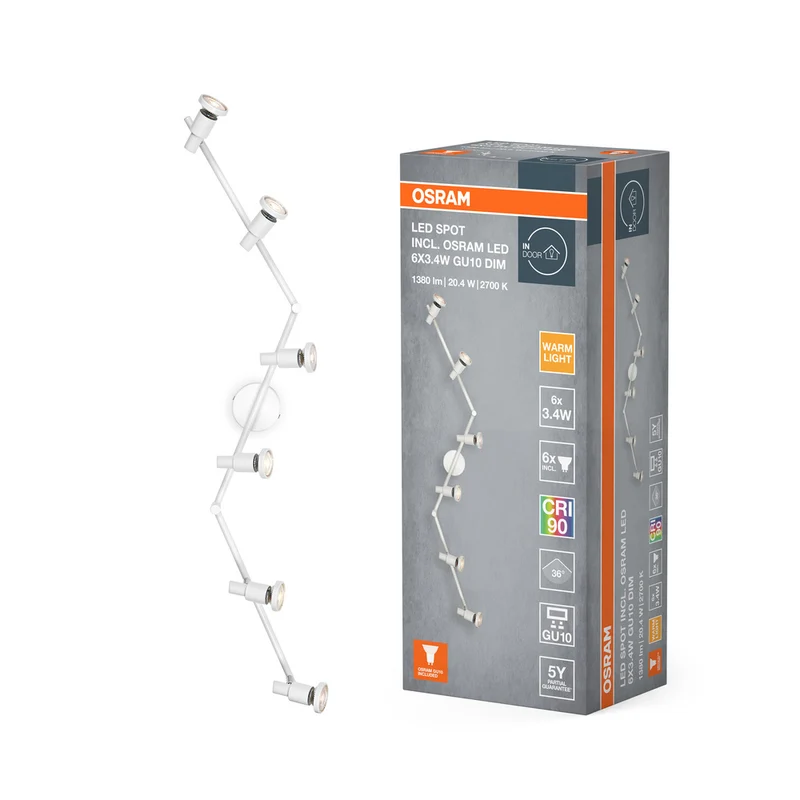 OSRAM LED SPOT GU10 Deckenleuchte 6 x 3,4W, 1380lm, weiß