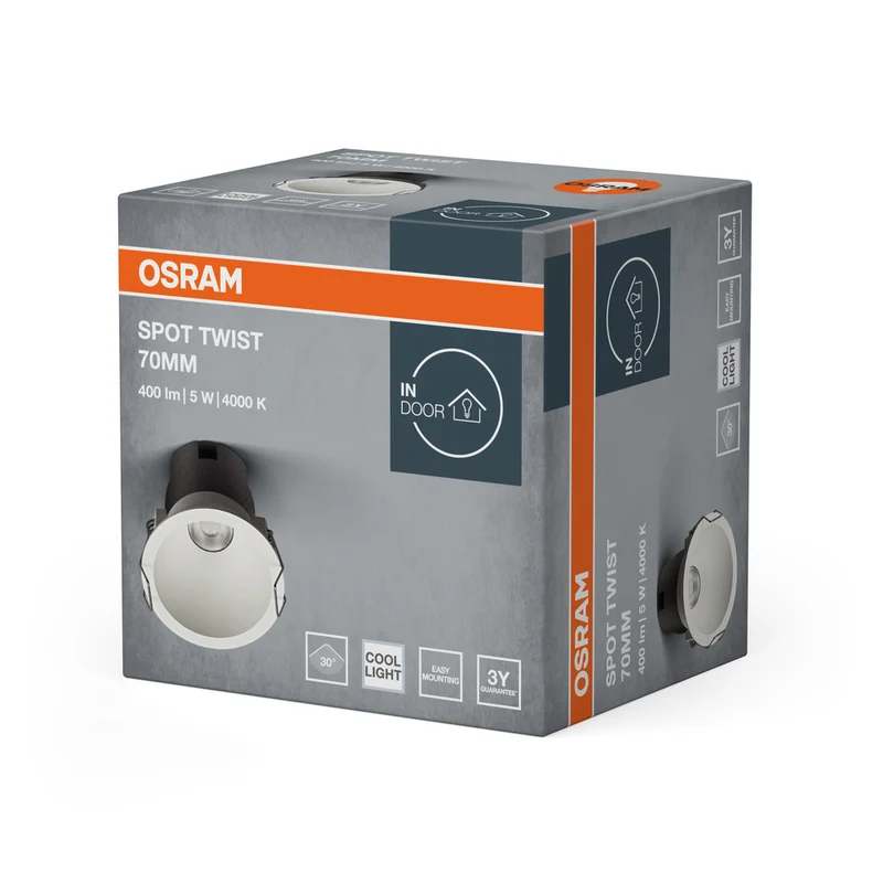 OSRAM SPOT TWIST Downlight, Ø 70mm, weiß, 5W, 400lm, 840 WT