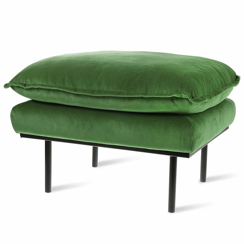 Retro Hocker Samt Grün