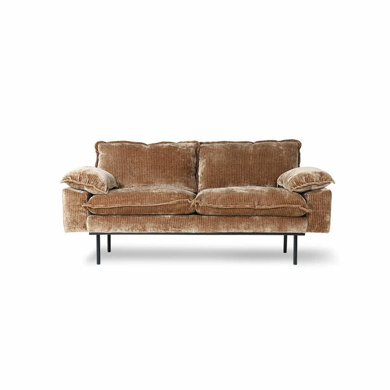 Retro Sofa 2-Sitzer Samt Altgold