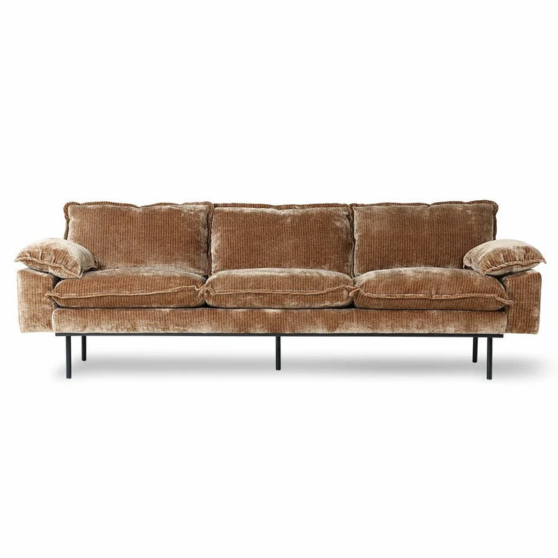 Retro Sofa 4-Sitzer Samt Altgold