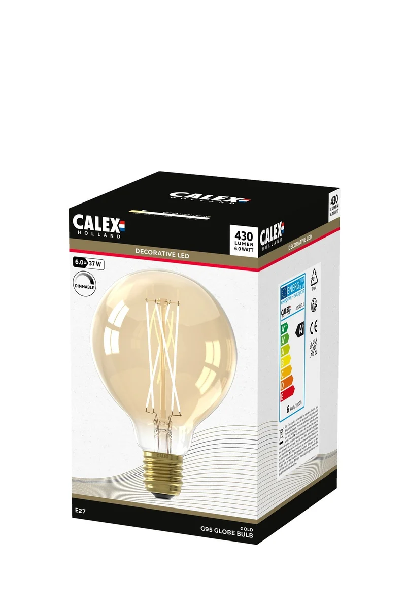 LED Filament Globe 6W 430Lmn 2100K Dimbar