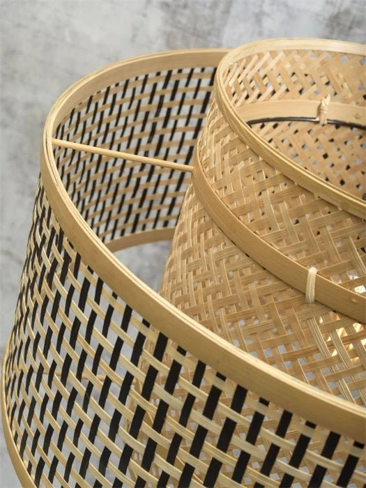 Stehleuchte Bhutan Schwarz/Natur