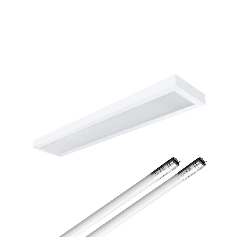 LED Aufbauleuchte 120cm 2-flammig Mikroprismatische Abdeckung Vorverdrahtet für LED Röhren