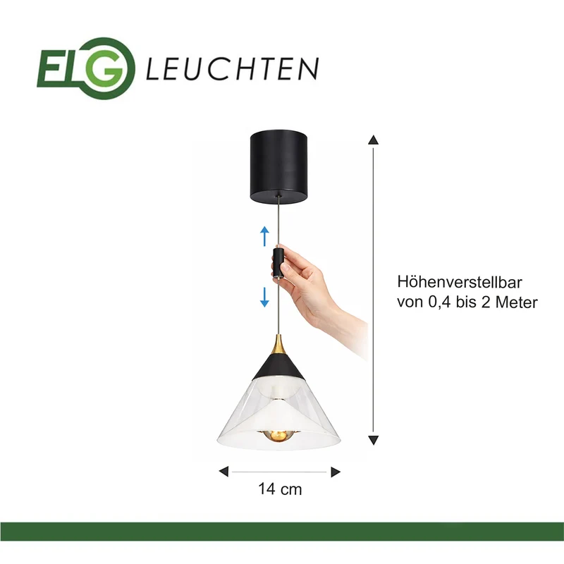 LED Pendelleuchte Hängelampe, 29W, 2700K, 5100lm, Höhenverstellbar (0,4-2 m), Sensorsteuerung (Dimm), Touch (An/Aus)