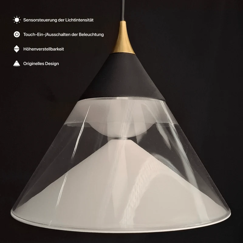 LED Pendelleuchte Hängelampe, 29W, 2700K, 5100lm, Höhenverstellbar (0,4-2 m), Sensorsteuerung (Dimm), Touch (An/Aus)