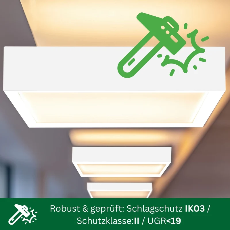 Ultraflache LED-Aufbauleuchte in 4 Varianten mit direktem Licht und einstellbarer Lichtfarbe in 3000K und 4000K
