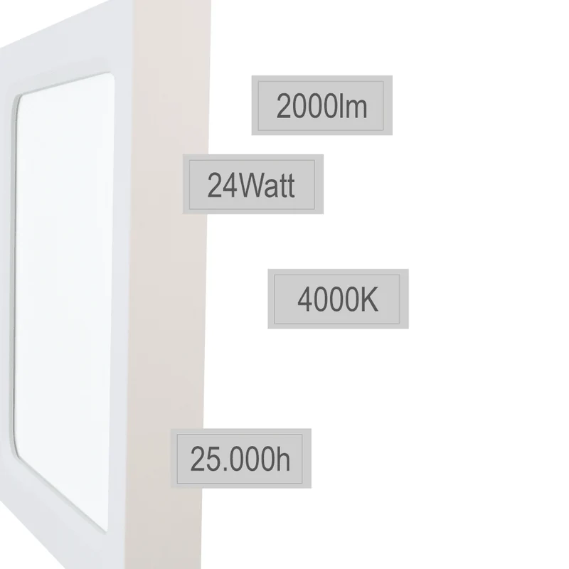 LED Deckenleuchte Beton Weiss 2000 Lumen 24 Watt 4000K