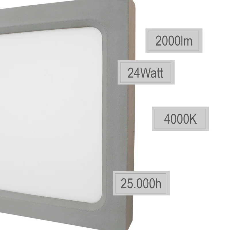 LED Deckenleuchte Beton Grau 2000 Lumen 24 Watt 4000K