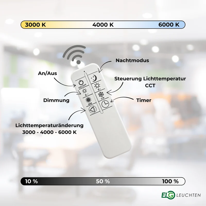 LED Pendelleuchte 120cm direkt/indirekt Dimmbar CCT 3000-6000K mit FB