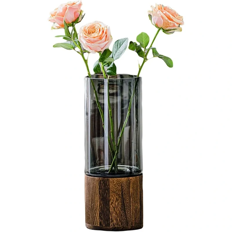 Wood Glass Vase