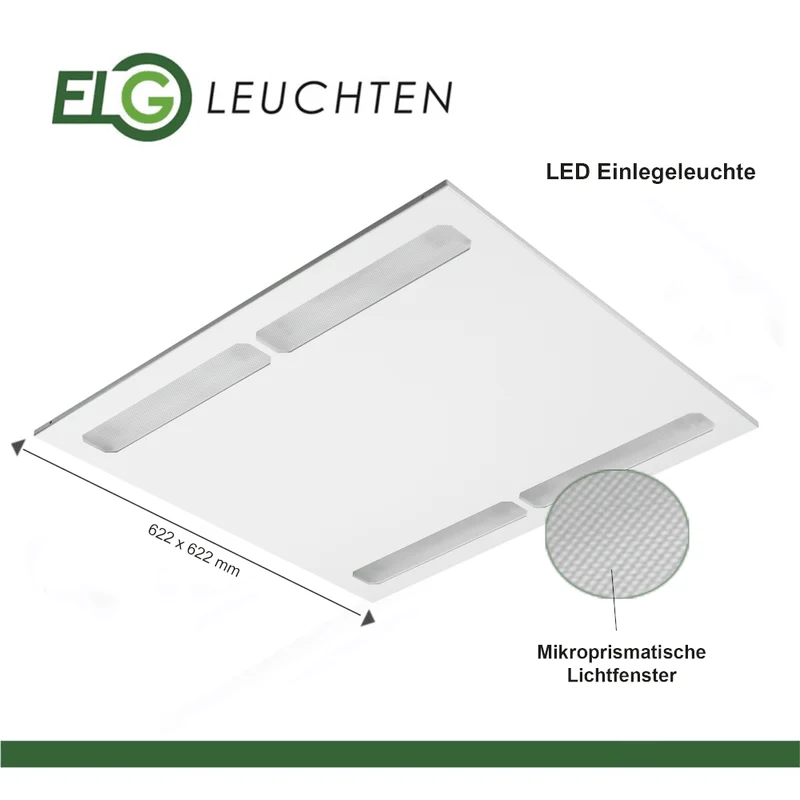 LED Panel, Einlegeleuchte, 36 Watt , 3000K, Micropris. Abdeckung 3000K