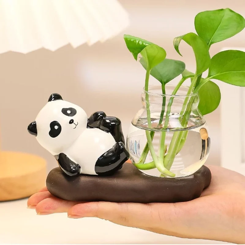 2 pc Panda Vase