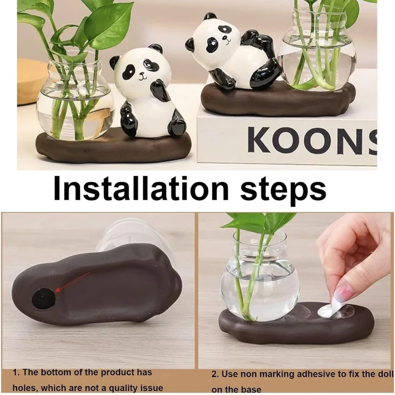 2 pc Panda Vase
