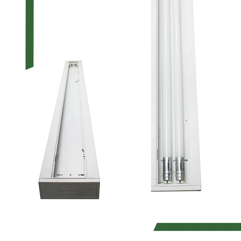 Hochwertige Rasteranbauleuchte 150cm, 2-fl. BAP matt vorverdrahtet für LED Röhren