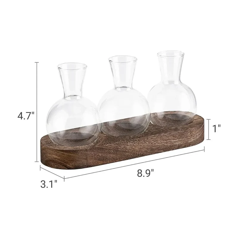 Wooden Tray Hydroponic Glass Vase