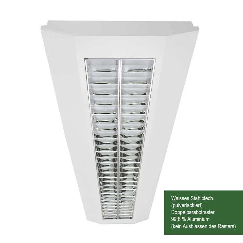 Flache LED Rasteranbauleuchte mit Doppelparabolraster 4000K 55W / 150cm oder 46 / 120cm
