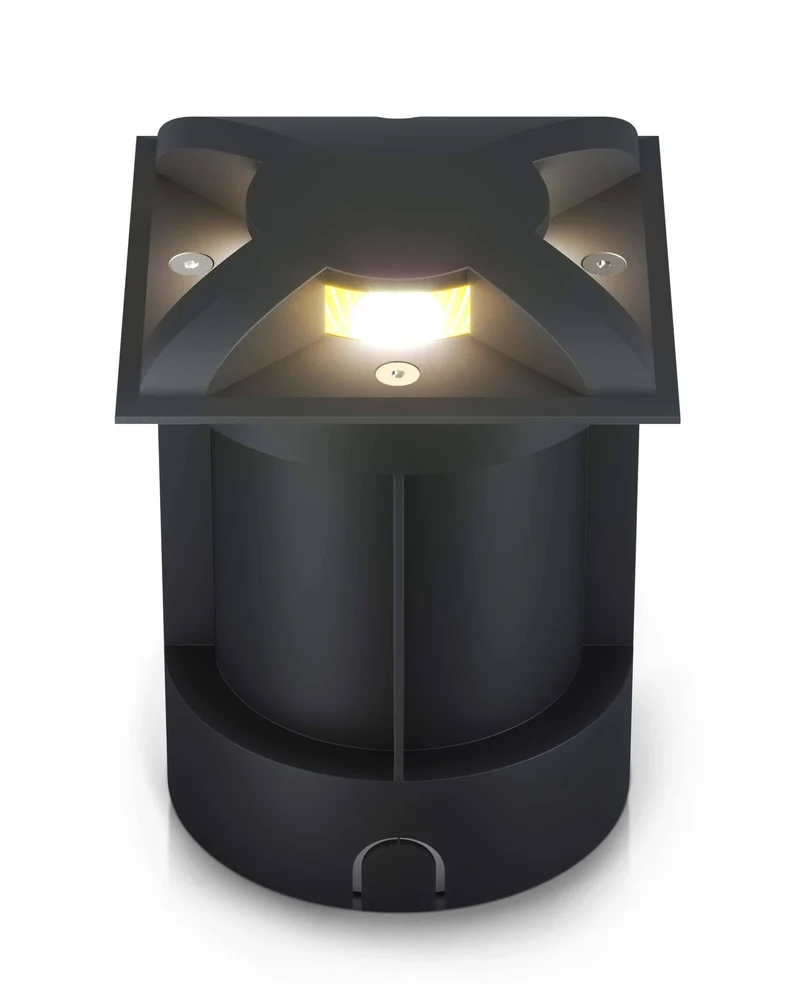 LED Bodenleuchte für außen - quadratisch Schwarz 3-flammig inkl. 5W GU10 230V