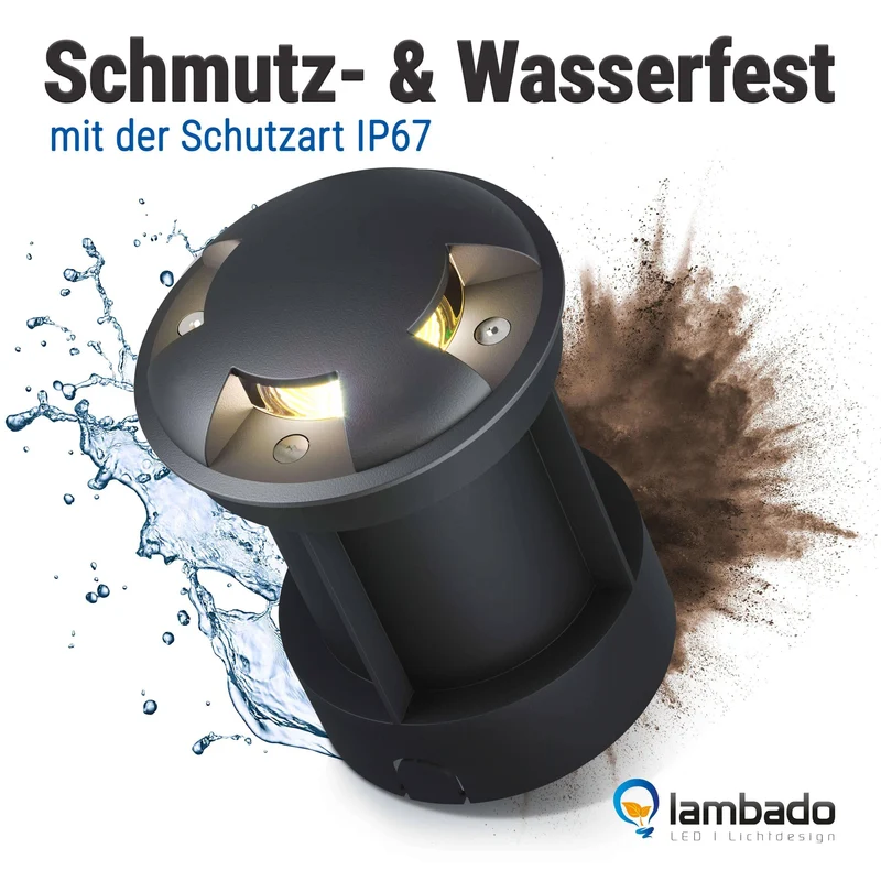 LED Bodenleuchte für außen in Schwarz 3-flammig inkl. 5W GU10 230V
