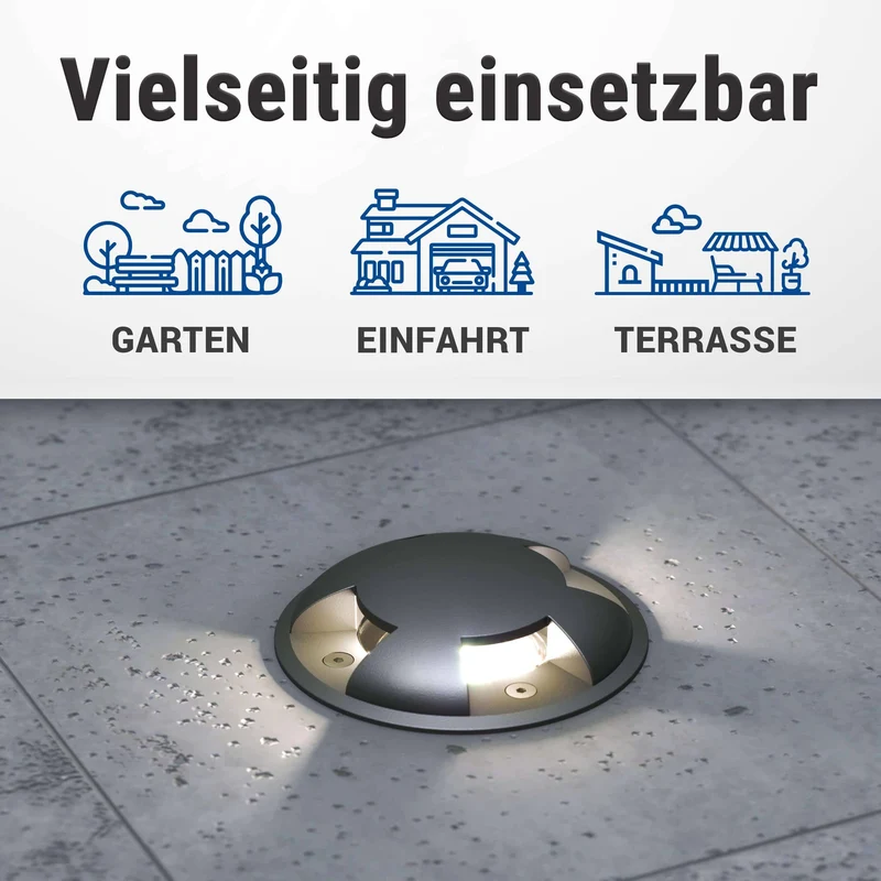 LED Bodenleuchte für außen in Schwarz 3-flammig inkl. 5W GU10 230V