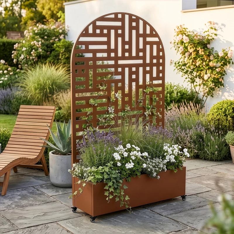 Trennwand Bernalda mit Blumenkasten Bogenform [casa.pro]