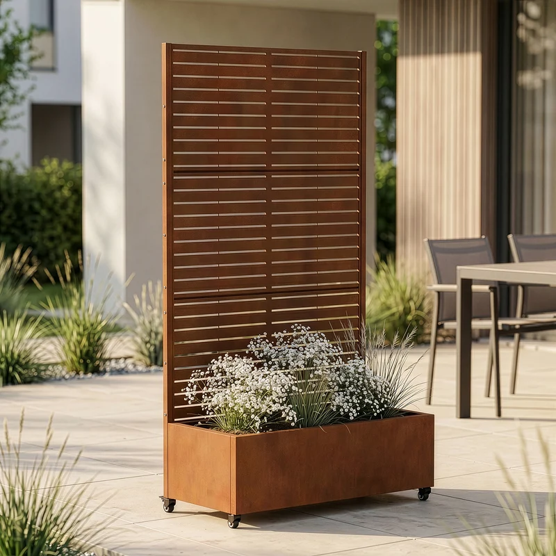 Trennwand Nodepp mit Blumenkasten Stahl [casa.pro]