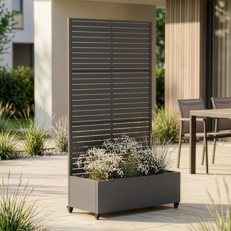 Trennwand Nodepp mit Blumenkasten Stahl [casa.pro]
