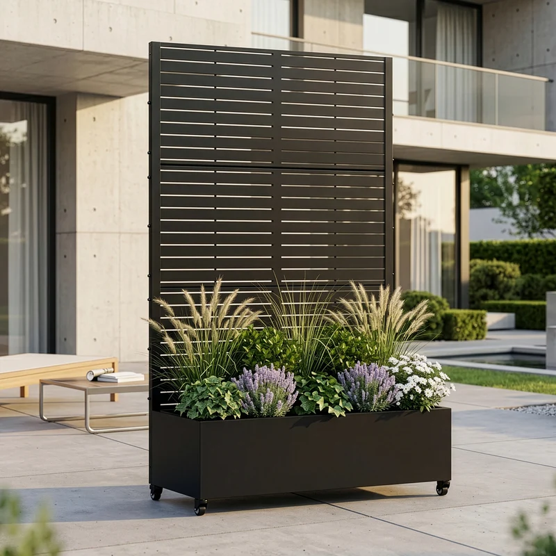 Trennwand Nodepp mit Blumenkasten Stahl [casa.pro]