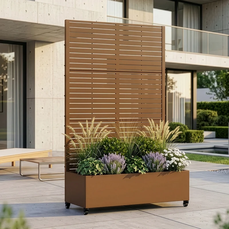 Trennwand Nodepp mit Blumenkasten Stahl [casa.pro]