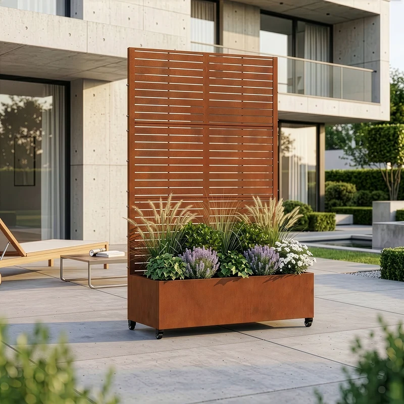 Trennwand Nodepp mit Blumenkasten Stahl [casa.pro]