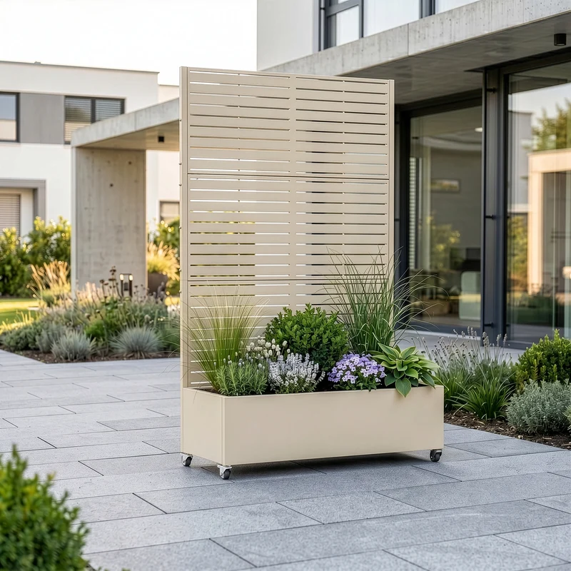 Trennwand Nodepp mit Blumenkasten Stahl [casa.pro]