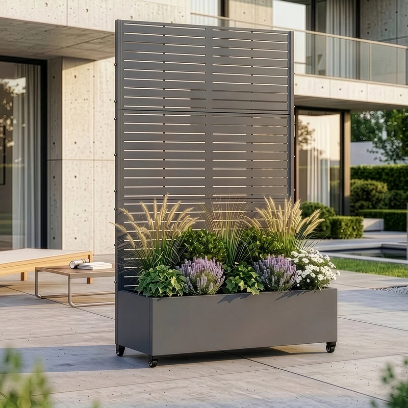 Trennwand Nodepp mit Blumenkasten Stahl [casa.pro]