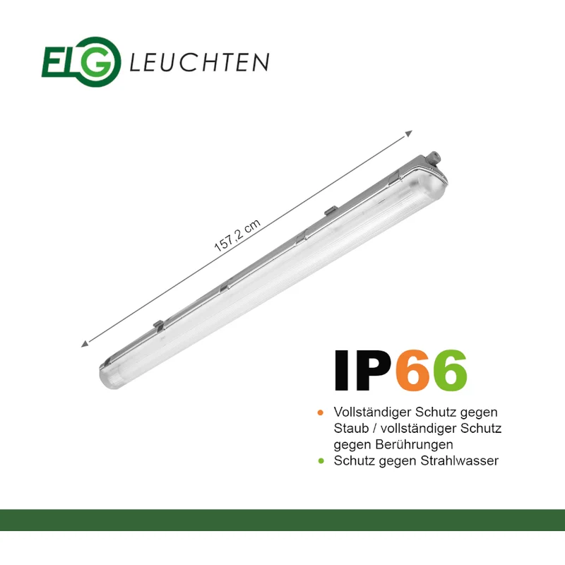 LED Feuchtraumleuchte 150cm 1-flammig vorverdrahtet für LED Röhren