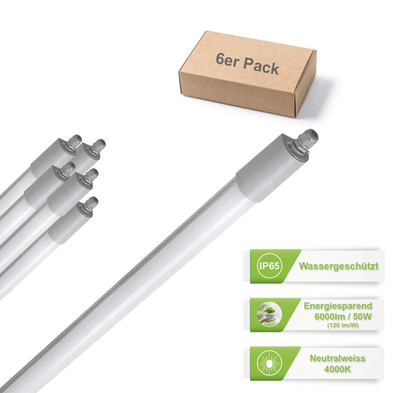 Schmale LED Feuchtraumleuchte 50W COB 6000lm 4000K IP65