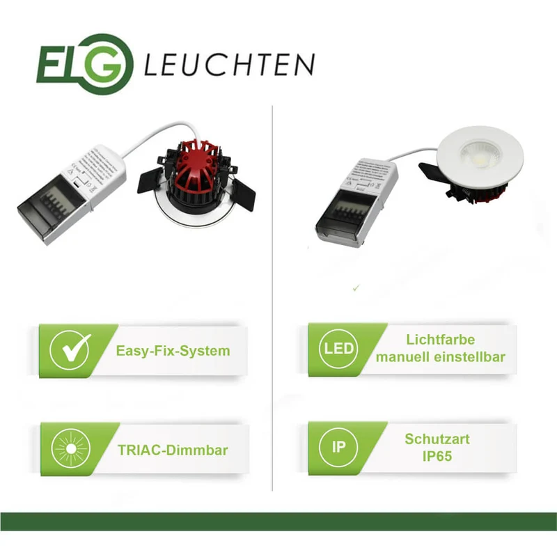 LED Einbaudownlight 60x54 cm, 900 lm, 8W, Farbtemperatur einstellbar 2700K - 6000K