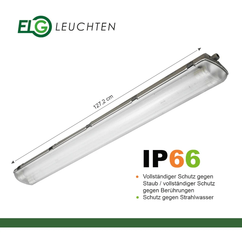 LED Feuchtraumleuchte 150cm 2-flammig vorverdrahtet für LED Röhren