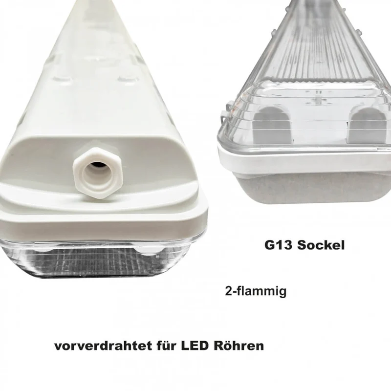 LED Feuchtraumleuchte 120cm 2-flm. vorverdrahtet für LED Röhren
