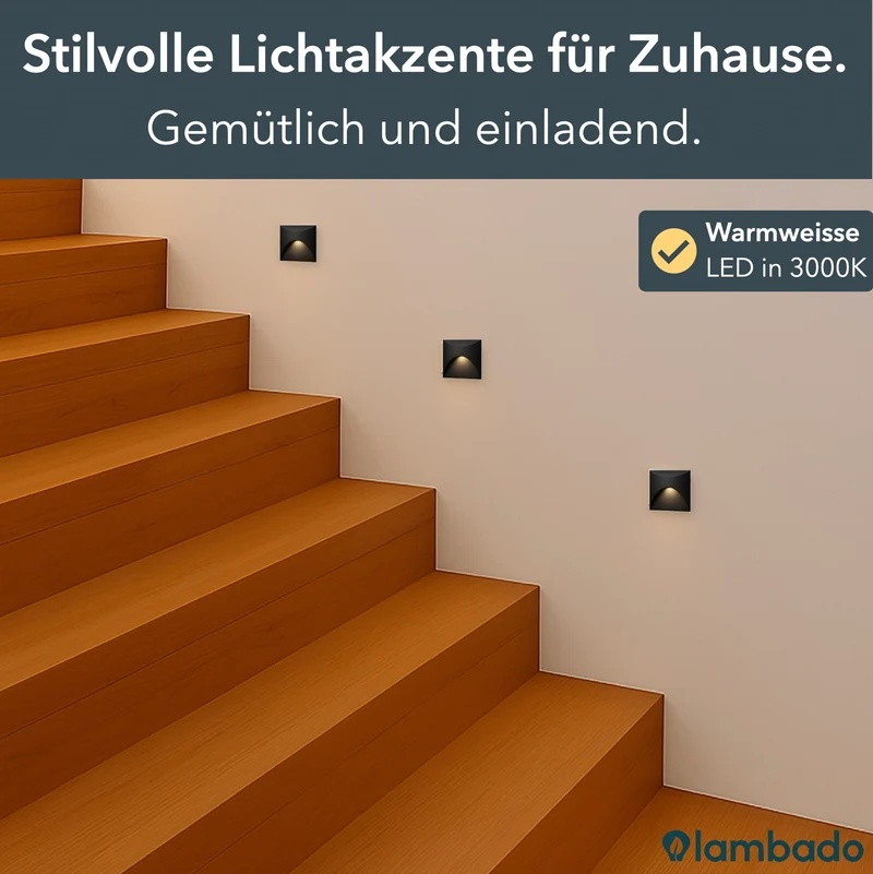 LED-Wandeinbauleuchte Wall für Innen & Außen IP65 - Schwarz Eckig