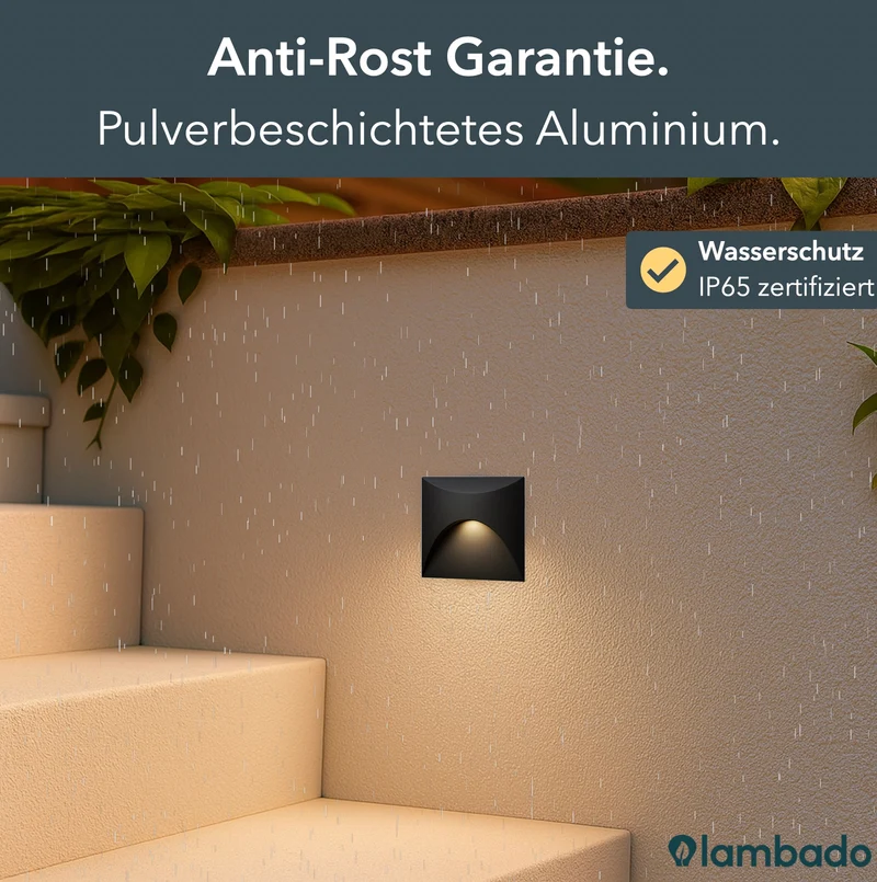 LED-Wandeinbauleuchte Wall für Innen & Außen IP65 - Schwarz Eckig