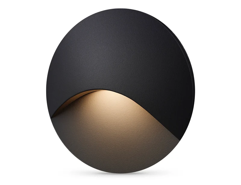 LED-Wandeinbauleuchte Wall für Innen & Außen IP65 - Schwarz Rund