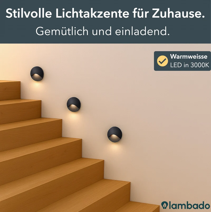 LED-Wandeinbauleuchte Wall für Innen & Außen IP65 - Schwarz Rund