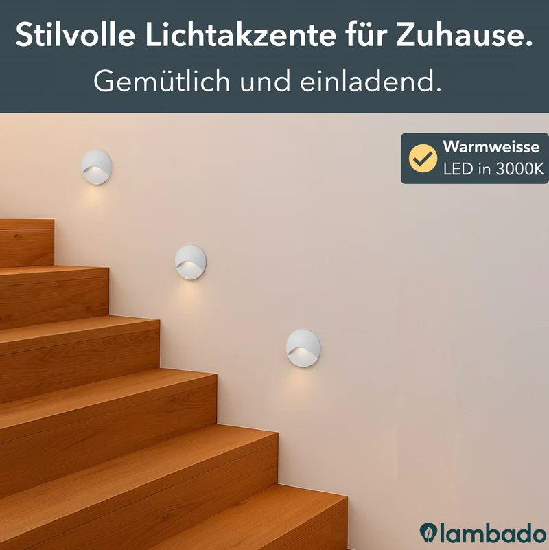 LED-Wandeinbauleuchte Wall für Innen & Außen IP65 - Weiß Rund