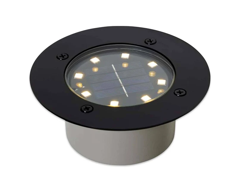 6er Set Solar LED Bodeneinbaustrahler IP65 für außen in Schwarz Ø12cm